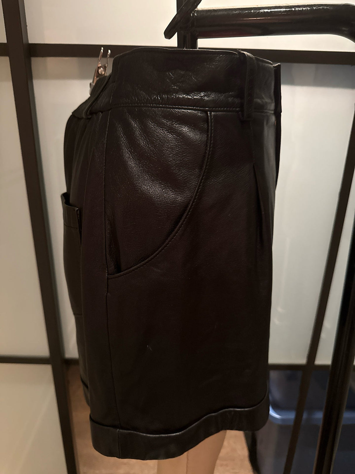 Ellie Mae Black Leather High Waisted Shorts
