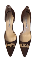 Manolo Blahnik brown leopard print mesh heels (40.5)