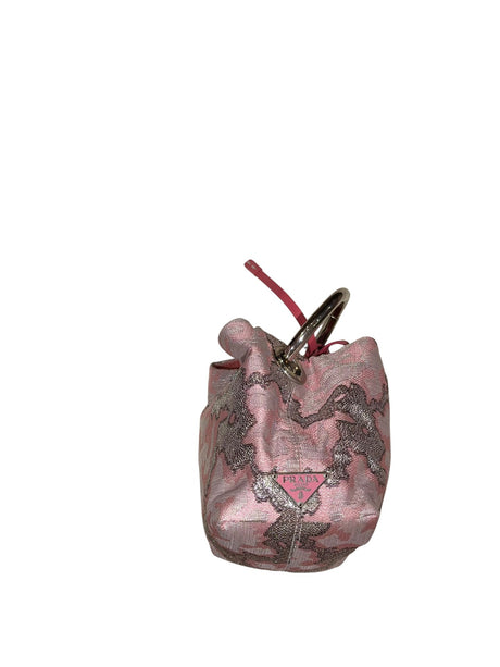 Prada pink brocade mini evening bag