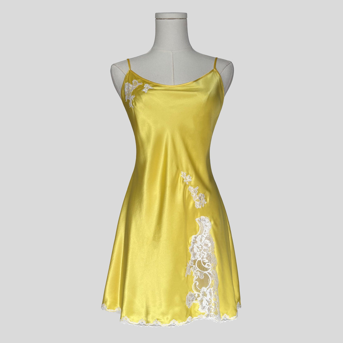 Fairy lace trim slip dress in yellow