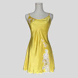 Fairy lace trim slip dress in yellow