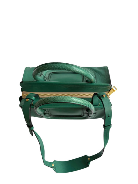 Chloé green Everston leather snakeskin trimmed bag
