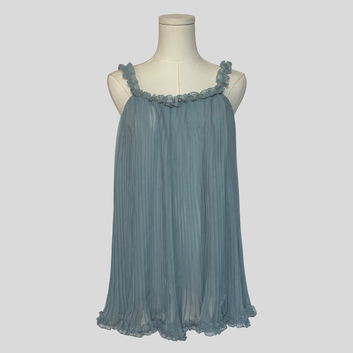 Pleated ruffle babydoll in blue