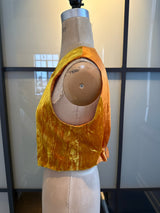 VotreNom Yellow Crushed Velvet Fitted Vest