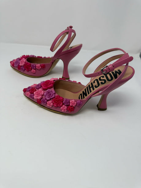 Moschino 35 Pink Sugar Flower Heels Sandals NEW