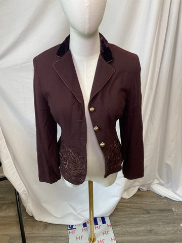 Vintage Caché Burgundy Embroidered Blazer