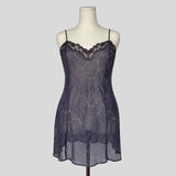 Sweetheart lace neckline slip in navy print