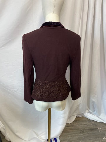 Vintage Caché Burgundy Embroidered Blazer