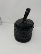 Moschino Black Leather Oval Quilted Heart Vanity Bag