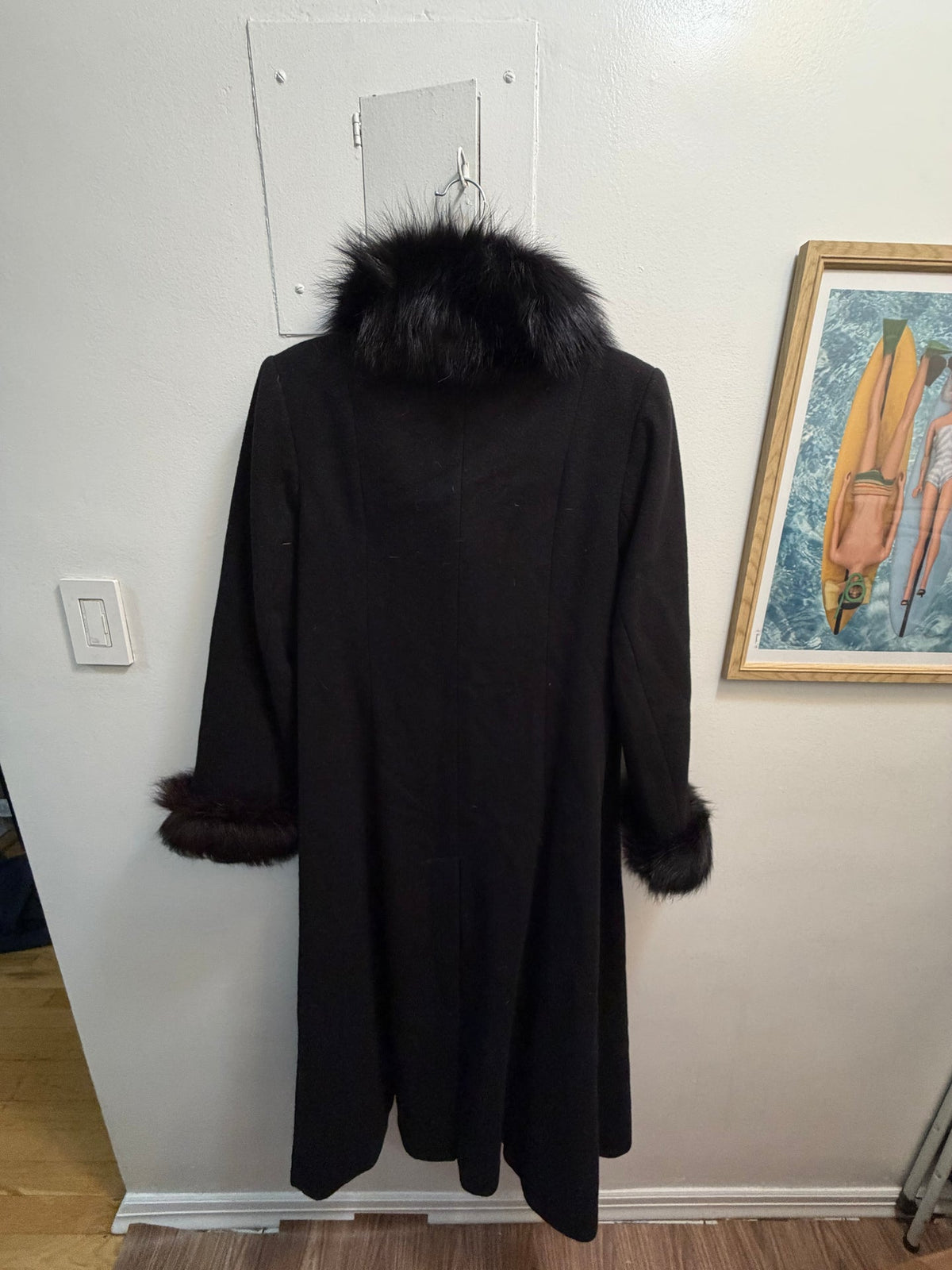 Vintage Steve by Searle cashmere and fox fur trimmed coat