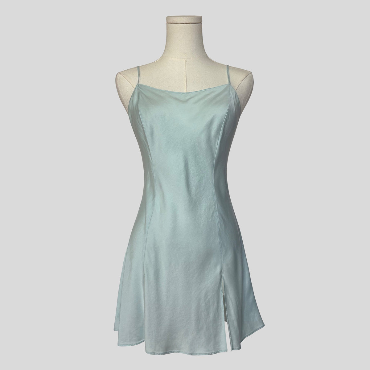 Silk slip dress in light blue
