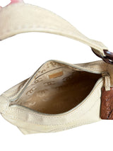 Chanel beige caviar leather bag with wood details
