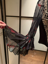 Moschino Couture Black Floral Corset With Floral Sleeves