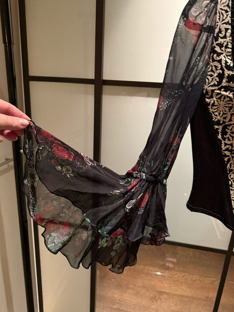 Moschino Couture Black Floral Corset With Floral Sleeves