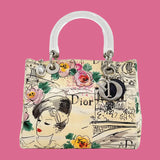 Dior Lady Beige Printed Canvas Handbag