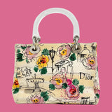 Dior Lady Beige Printed Canvas Handbag