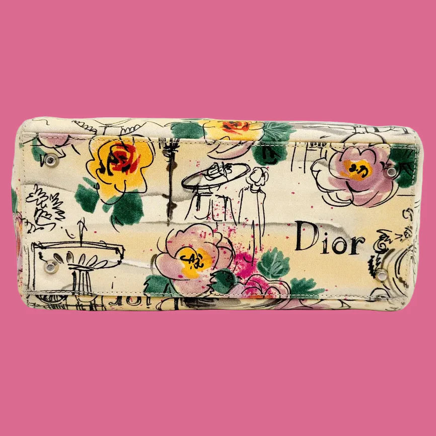 Dior Lady Beige Printed Canvas Handbag