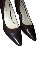 Ralph Lauren brown leather pumps with suede bow details (9.5)