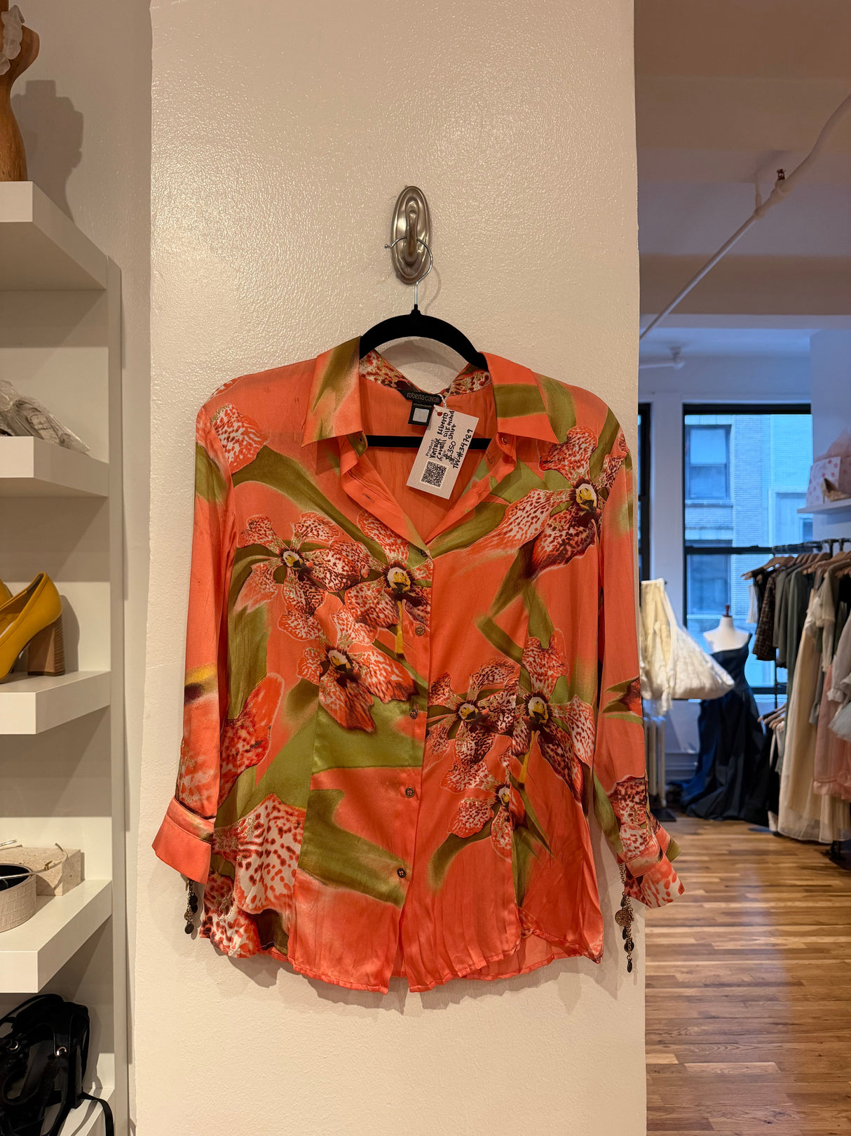 Vintage Roberto Cavalli 100% silk 2005 orchid print button down shirt - TUV #34789
