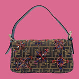 Fendi Baguette Embroidered Zucca Canvas