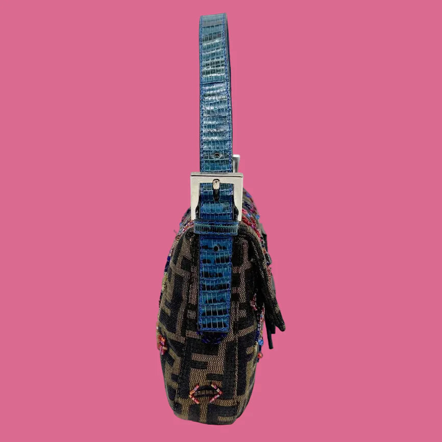 Fendi Baguette Embroidered Zucca Canvas