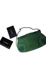 Dolce & Gabbana green suede/rhinestone mini bag with gold hardware