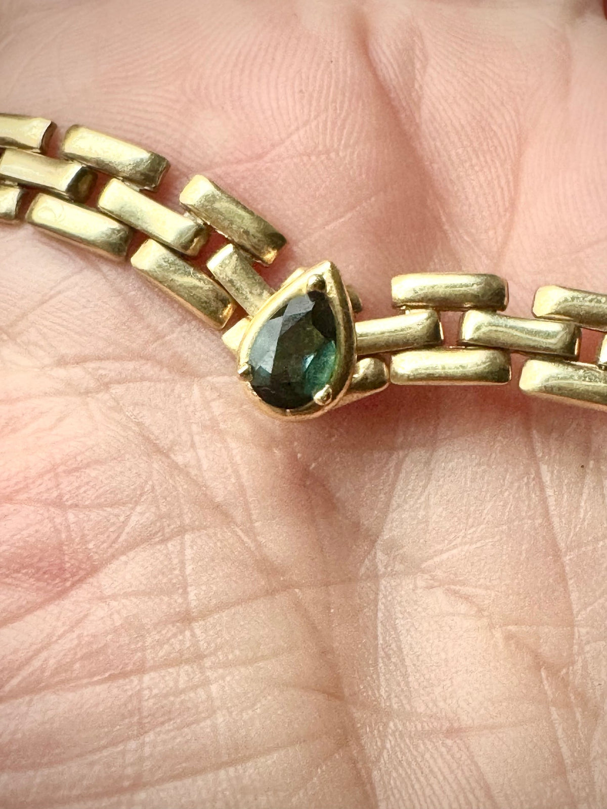 14K Gold Panther Necklace with Tourmaline