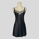 Lace detail slip in black
