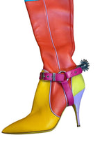 Moschino color block cowboy spur boots (40)