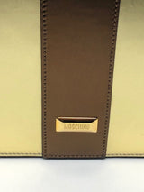Moschino Brown Gold Leather Gift Box Bag Purse