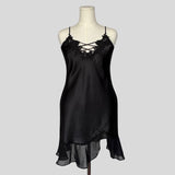Silky lace trim slip dress