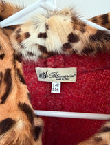 Archival Runway Fall/Winter 2004 Blumarine Coral Wool Jacket with Cheetah Print Pony Hair Accents