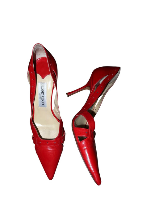 Jimmy Choo red pointed toe pump heels with cutouts (39.5)