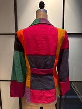 Moschino Pink Green Black Moleskin Blazer Color Block Jacket