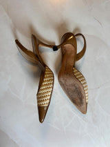 Manolo Blahnik EU 36 Tan Woven Raffia Pointed Toe Mule
