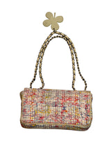 Chanel canvas watercolor clover flap bag