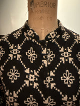 Moschino Size 8 Black & White Wool 3/4 Sleeve Coat