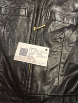 Y2K 100% leather vest gold hardware TUV #321789