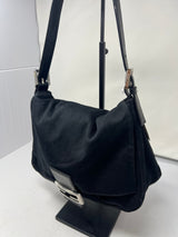 #69 Fendi Mamma Baguette Black neoprene Leather