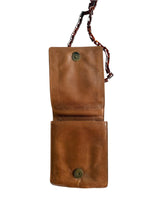 Prada brown leather messenger bag with tortoise chain