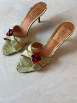 Coach US 8 Sage Green Monogram Canvas Mule Sandal