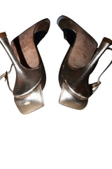 Jimmy Choo tan/multi color leather heels with gold details (36.5)