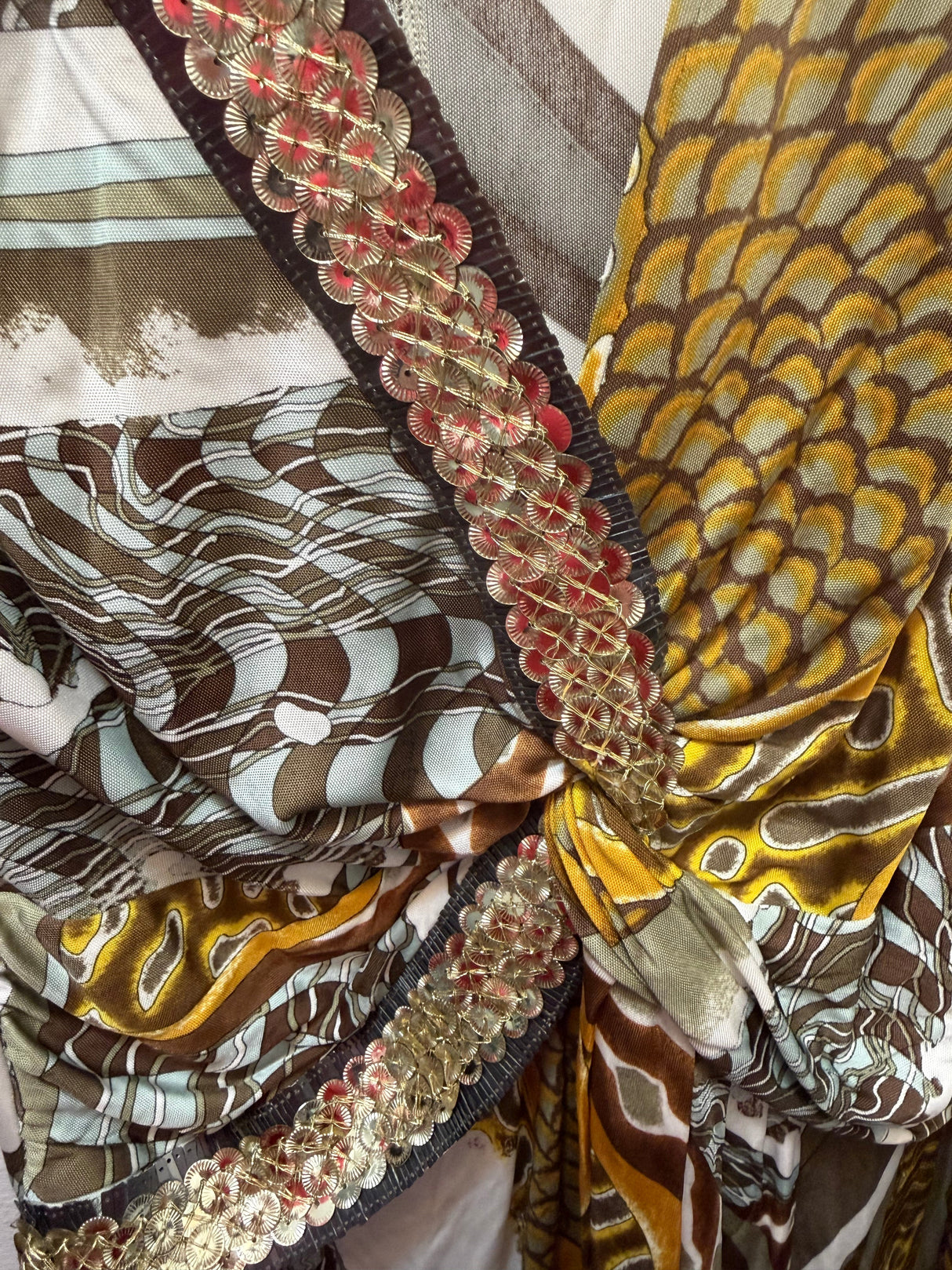 Vintage Emilio Pucci Abstract Jersey Dress with Sequin Details - US size 8