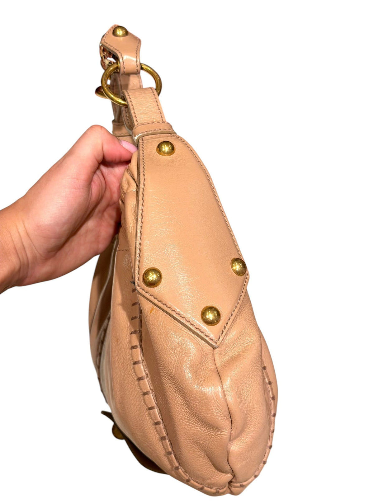 Yves Saint Laurent nude Mombasa hobo bag with ornate gold handle