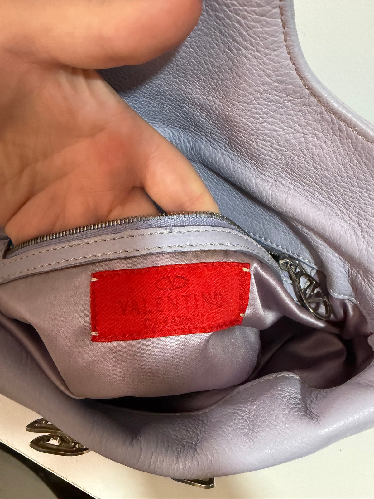 Authentic Vintage Valentino Garavani Spring/Summer 2004 Rhinestone Butterfly Lambskin Leather Shoulder Bag – Pastel Lilac
