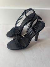 Gucci US 7 Black Leather Strappy Stiletto Sandal