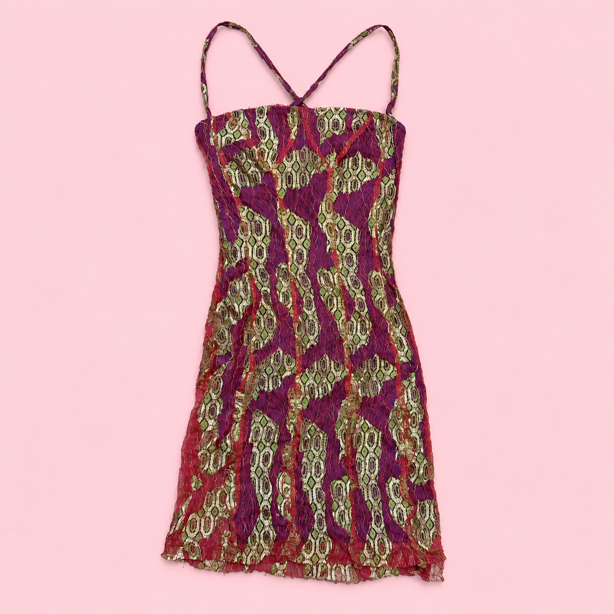 Christian Lacroix Metallic Lace Mini Dress