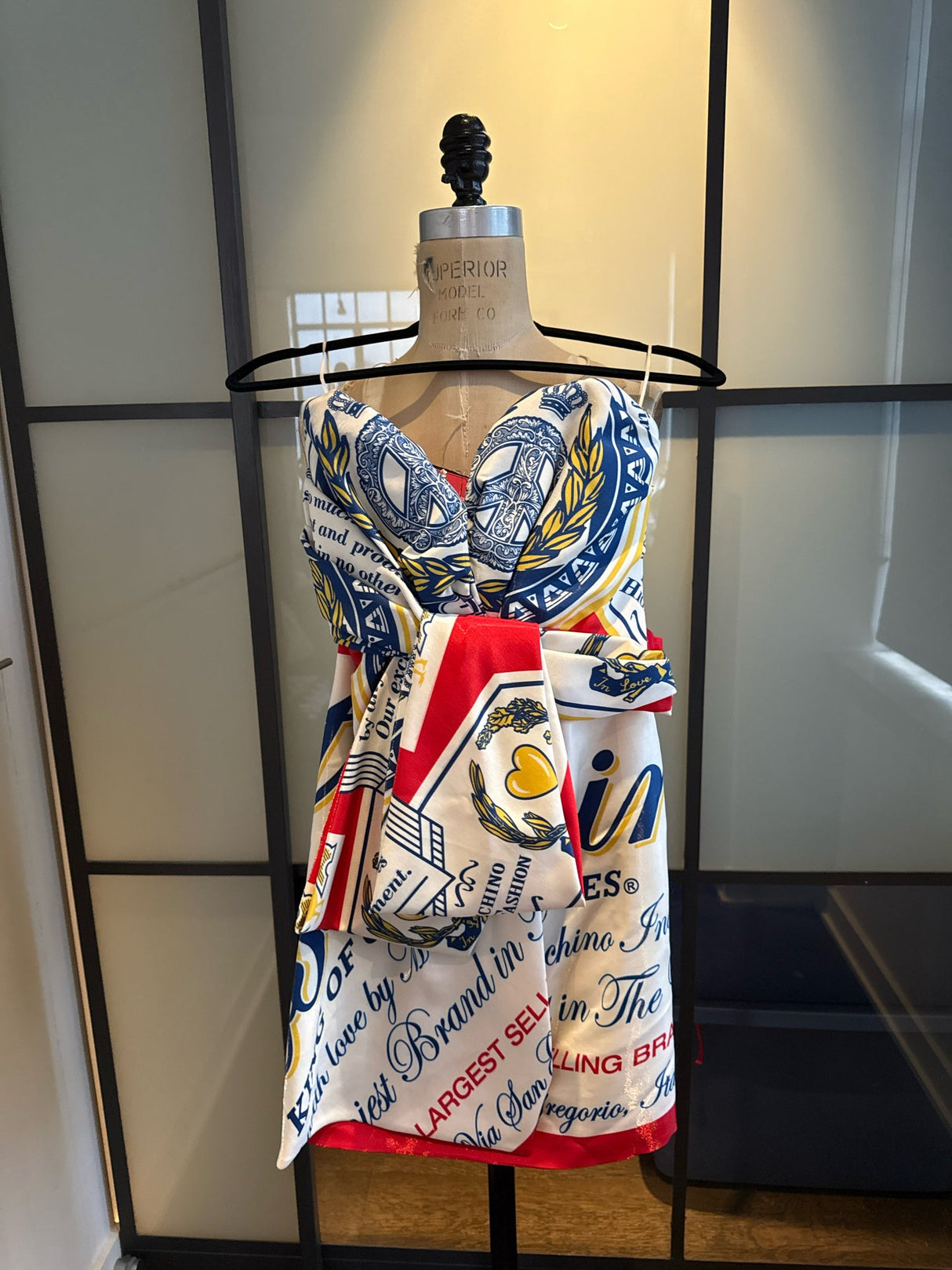 Moschino size 4  Red, White & Blue Strapless Budweiser Dress NWT