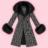 Betsey Johnson Leopard Print Faux Fur Trim Duster