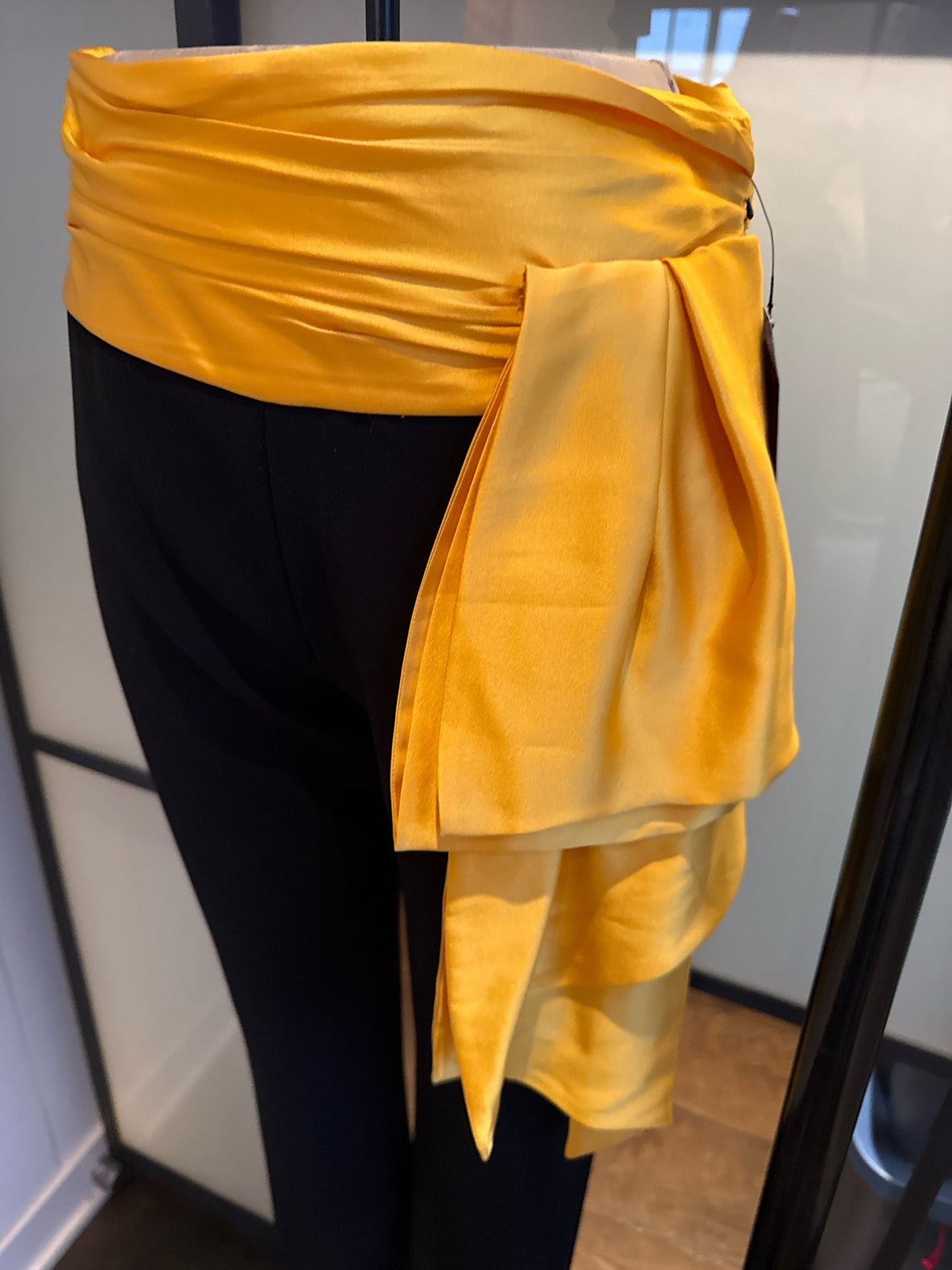 Moschino Black & Yellow Satin Bow Pants